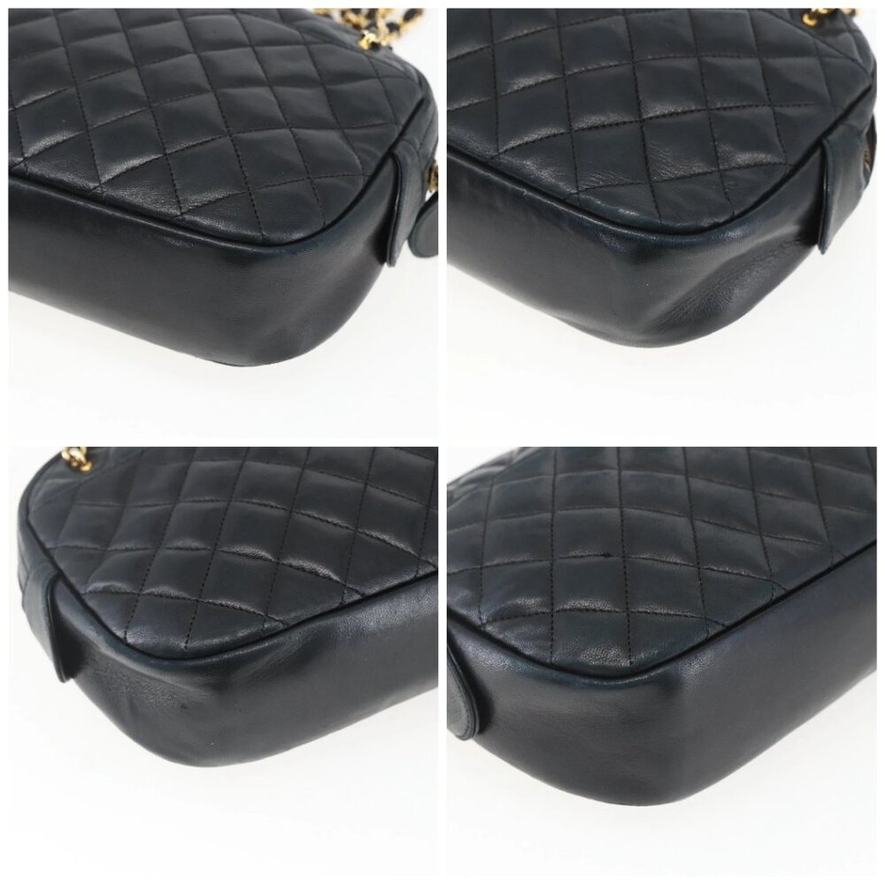 CHANEL Chain Matelasse Shoulder Bag Lamb Skin Black Gold CC Auth ar13902 - Picture 16 of 16